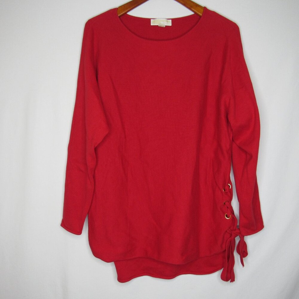 Michael Kors Red Tie Side Tunic Sweater Women's XL Xlarge - Picture 8 of 10